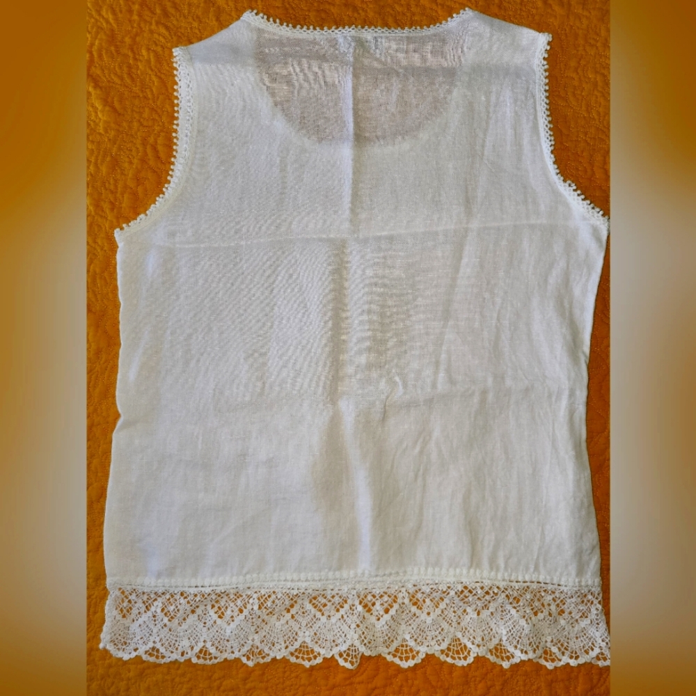 White Embellished Ribbed Tank Top